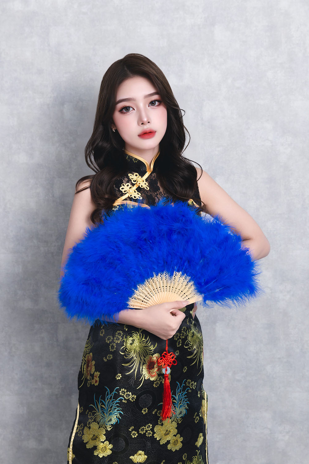 [New] コスプレ小物 チャイナ 羽扇子RICH ユニセックス ホワイト/ピンク/ブルー/レッド/ブラック【クリアストーン】