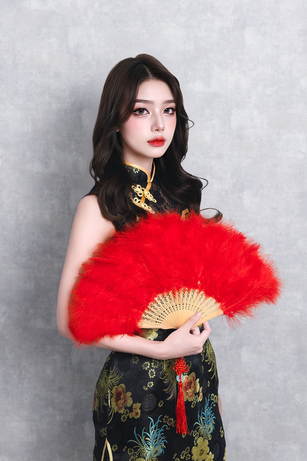 [New] コスプレ小物 チャイナ 羽扇子RICH ユニセックス ホワイト/ピンク/ブルー/レッド/ブラック【クリアストーン】