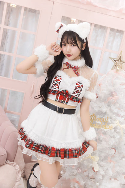 《JamsCollection着用》 コスプレ ねこ サンタ クリスマス リリパレ ルナキャット/アルテミスキャット レディース フリーサイズ ブラック/ホワイト 【クリアストーン】♡