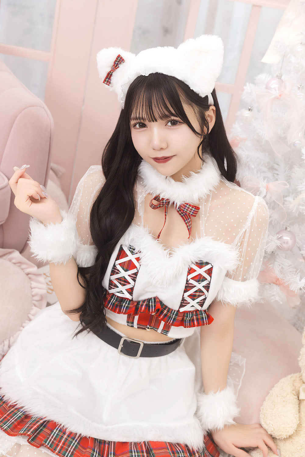 《JamsCollection着用》 コスプレ ねこ サンタ クリスマス リリパレ ルナキャット/アルテミスキャット レディース フリーサイズ ブラック/ホワイト 【クリアストーン】♡