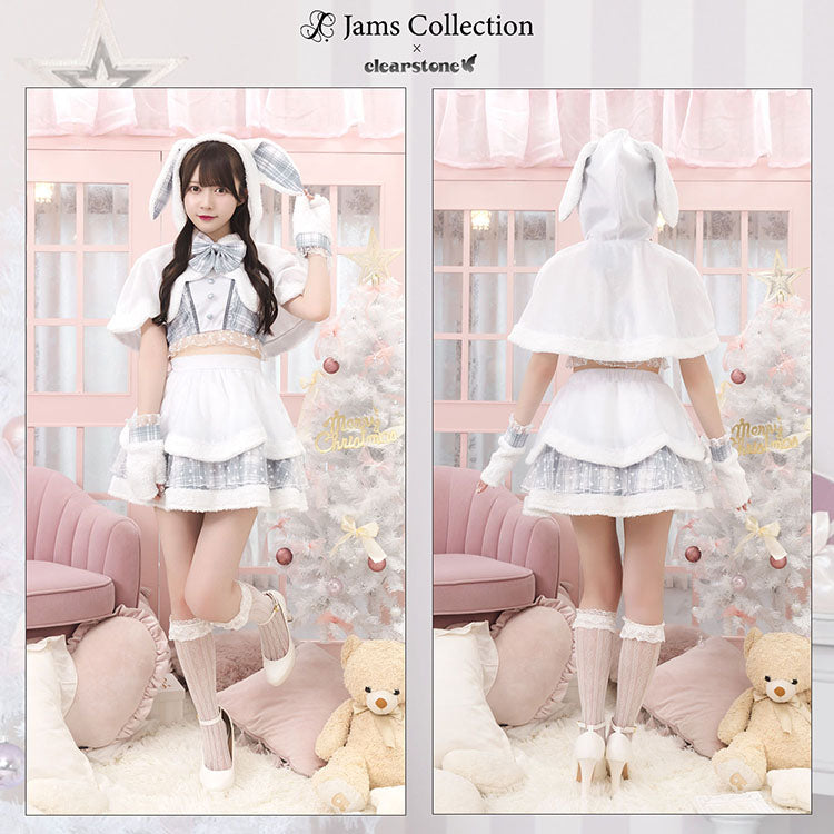 《JamsCollection着用》 コスプレ うさぎ クリスマス リリパレ スノーラビット レディース フリーサイズ ピンク/ブルー/ホワイト 【クリアストーン】♡