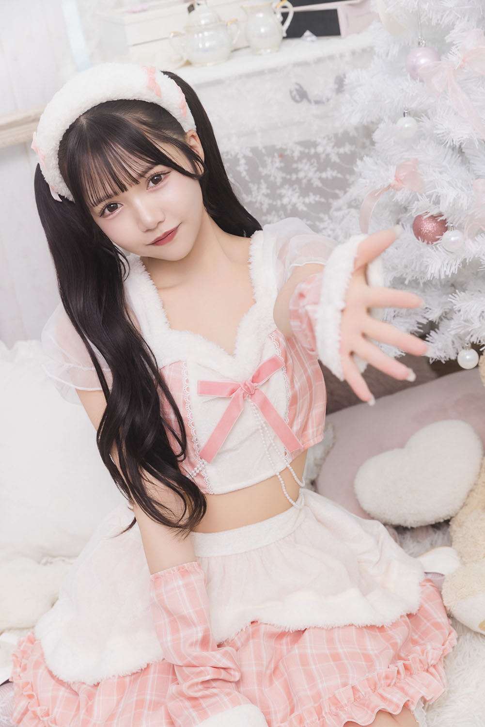 《JamsCollection着用》 コスプレ サンタ クリスマス リリパレ トゥインクルスノーガール レディース フリーサイズ ピンク/ブルー【クリアストーン】