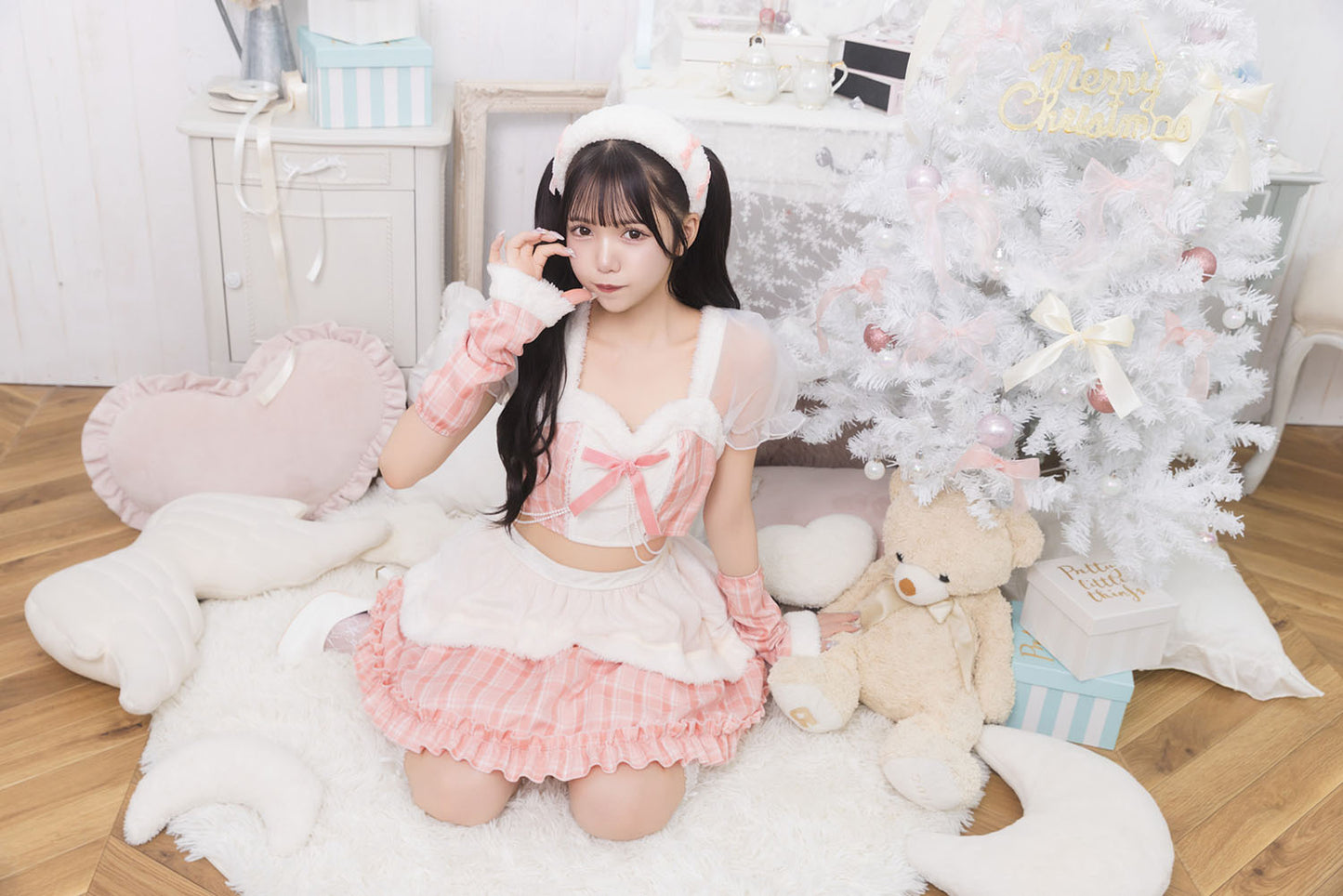 《JamsCollection着用》 コスプレ サンタ クリスマス リリパレ トゥインクルスノーガール レディース フリーサイズ ピンク/ブルー【クリアストーン】