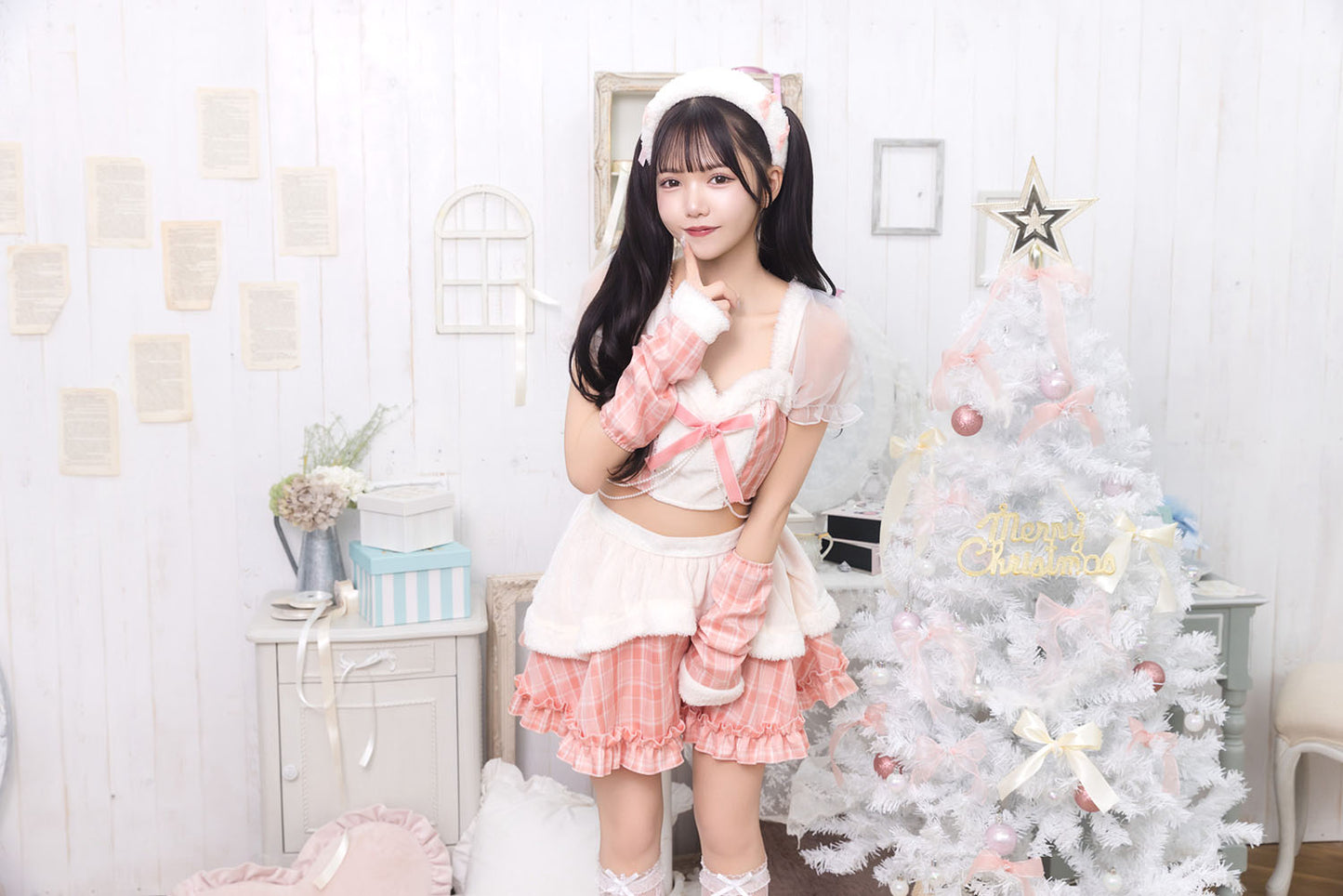 《JamsCollection着用》 コスプレ サンタ クリスマス リリパレ トゥインクルスノーガール レディース フリーサイズ ピンク/ブルー【クリアストーン】