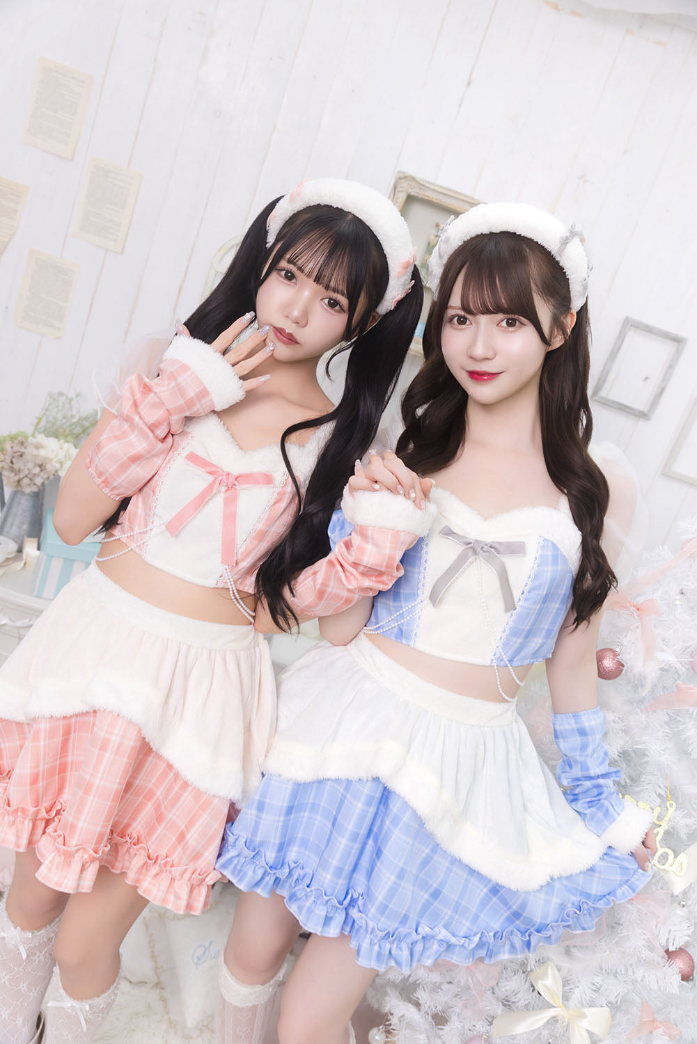 《JamsCollection着用》 コスプレ サンタ クリスマス リリパレ トゥインクルスノーガール レディース フリーサイズ ピンク/ブルー【クリアストーン】