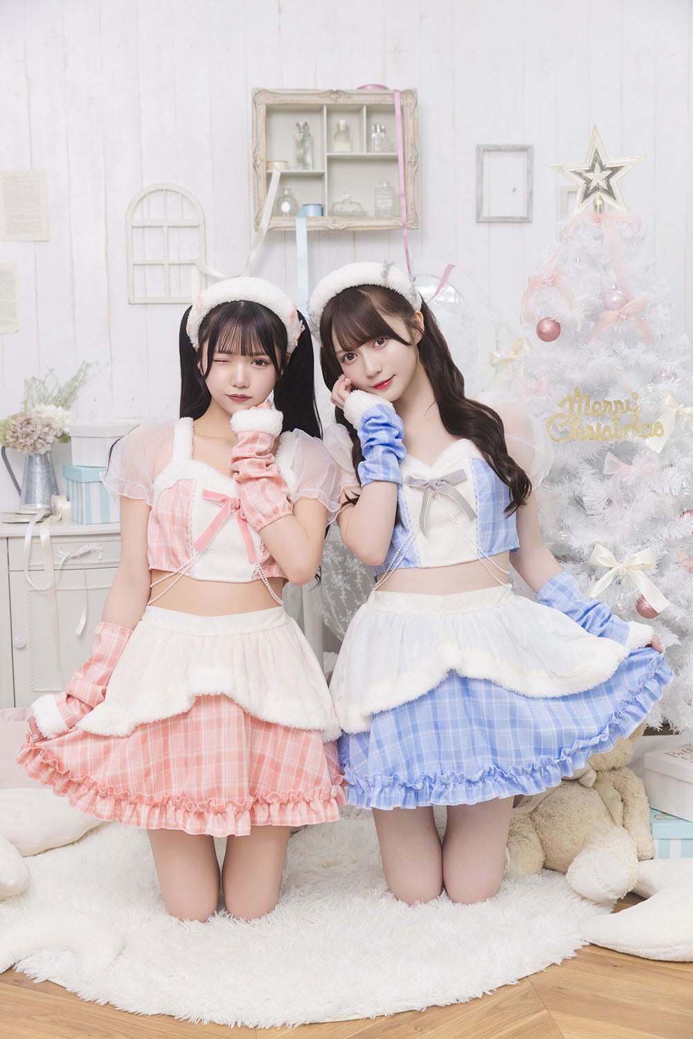 《JamsCollection着用》 コスプレ サンタ クリスマス リリパレ トゥインクルスノーガール レディース フリーサイズ ピンク/ブルー【クリアストーン】