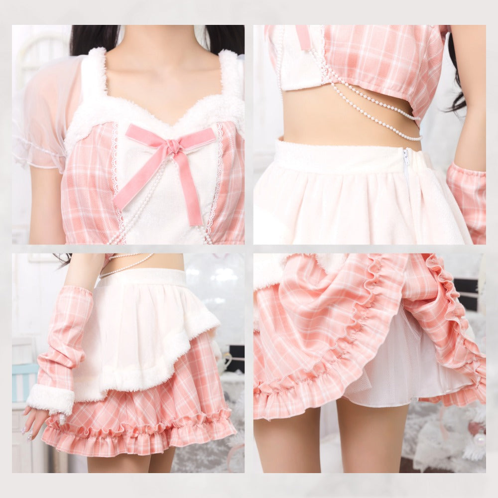 《JamsCollection着用》 コスプレ サンタ クリスマス リリパレ トゥインクルスノーガール レディース フリーサイズ ピンク/ブルー【クリアストーン】