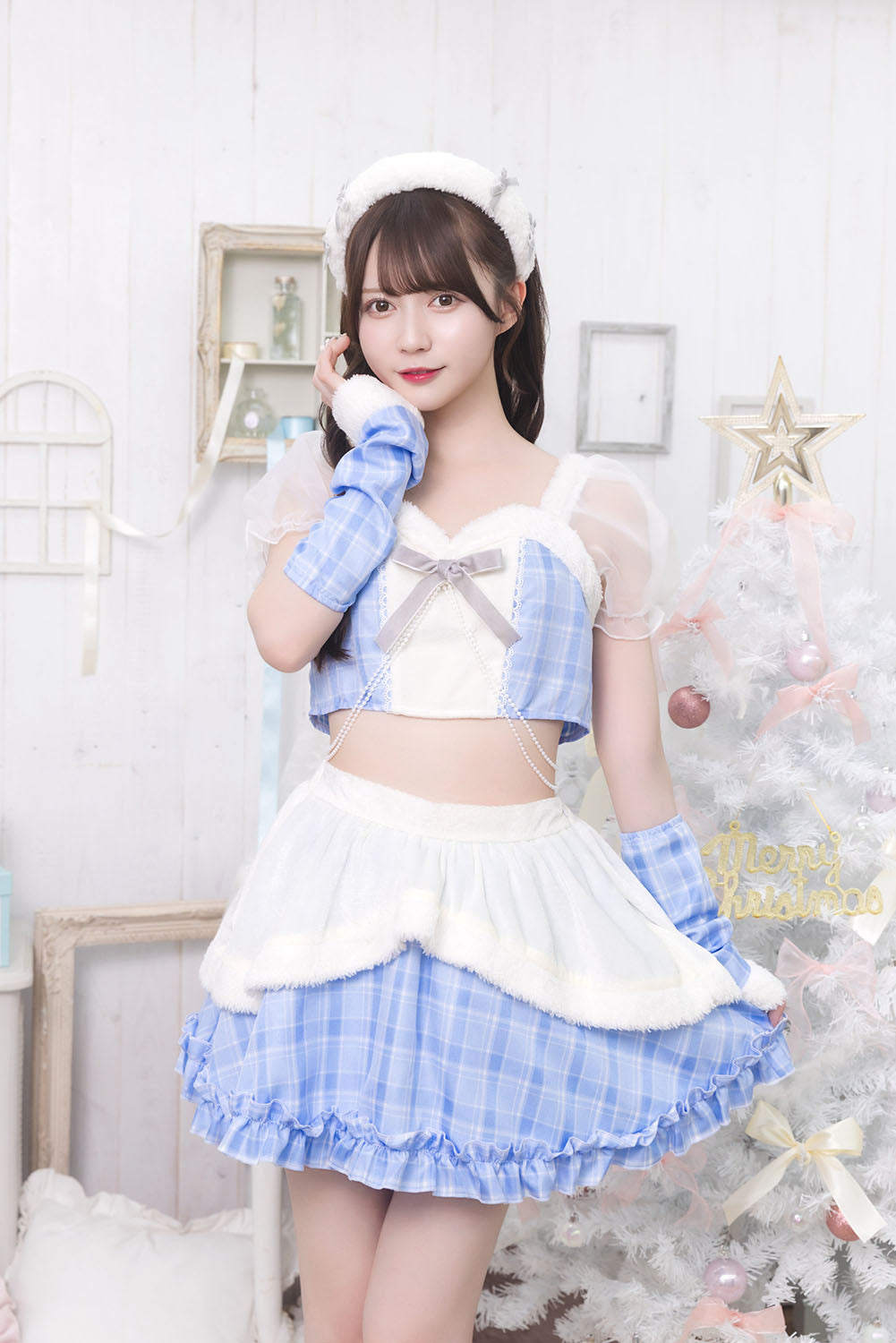 《JamsCollection着用》 コスプレ サンタ クリスマス リリパレ トゥインクルスノーガール レディース フリーサイズ ピンク/ブルー【クリアストーン】