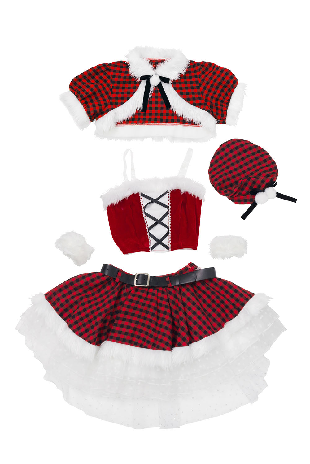 《JamsCollection着用》 コスプレ サンタ クリスマス リリパレ アイドルチェックサンタ レディース フリーサイズ レッド 【クリアストーン】♡