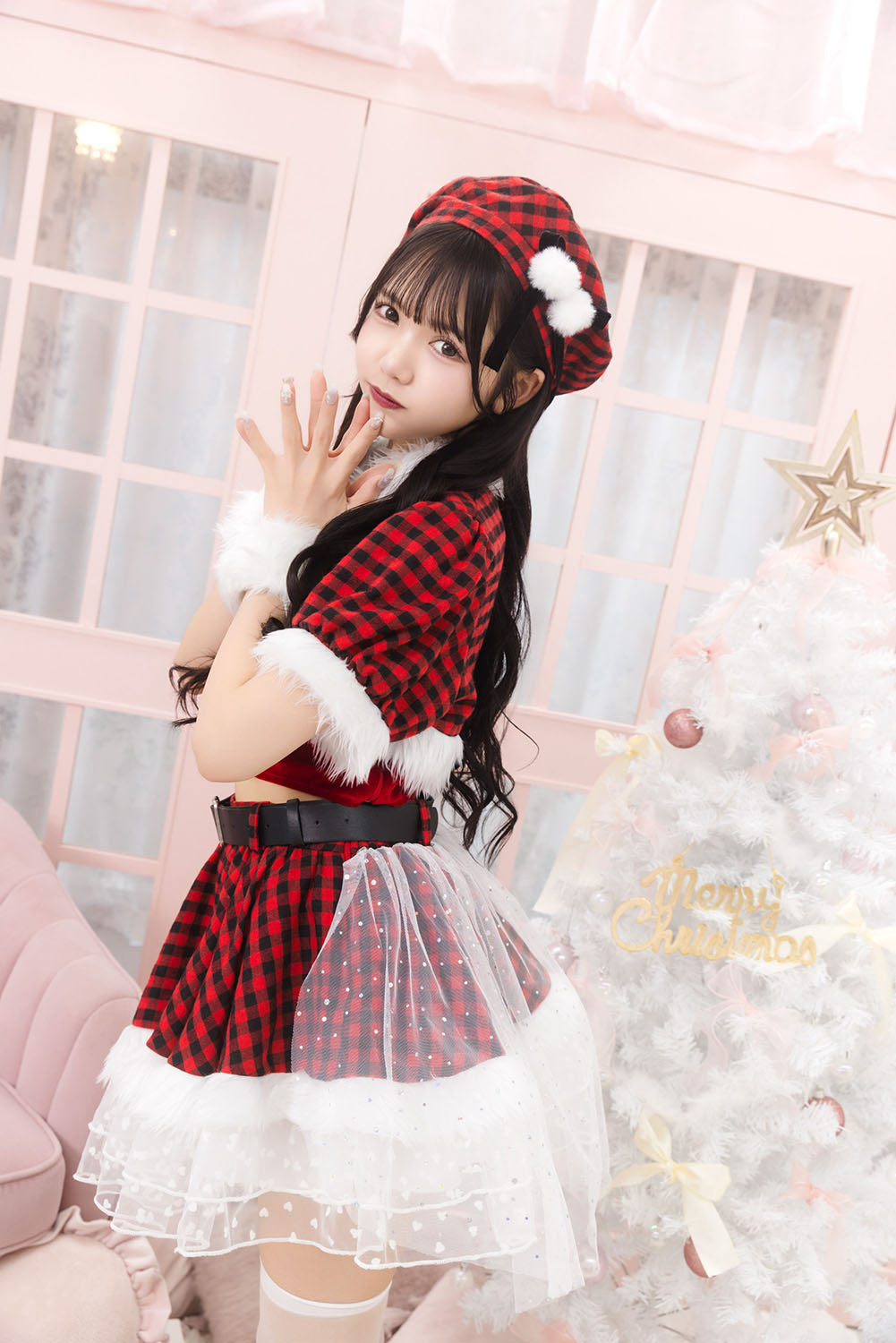 《JamsCollection着用》 コスプレ サンタ クリスマス リリパレ アイドルチェックサンタ レディース フリーサイズ レッド 【クリアストーン】♡