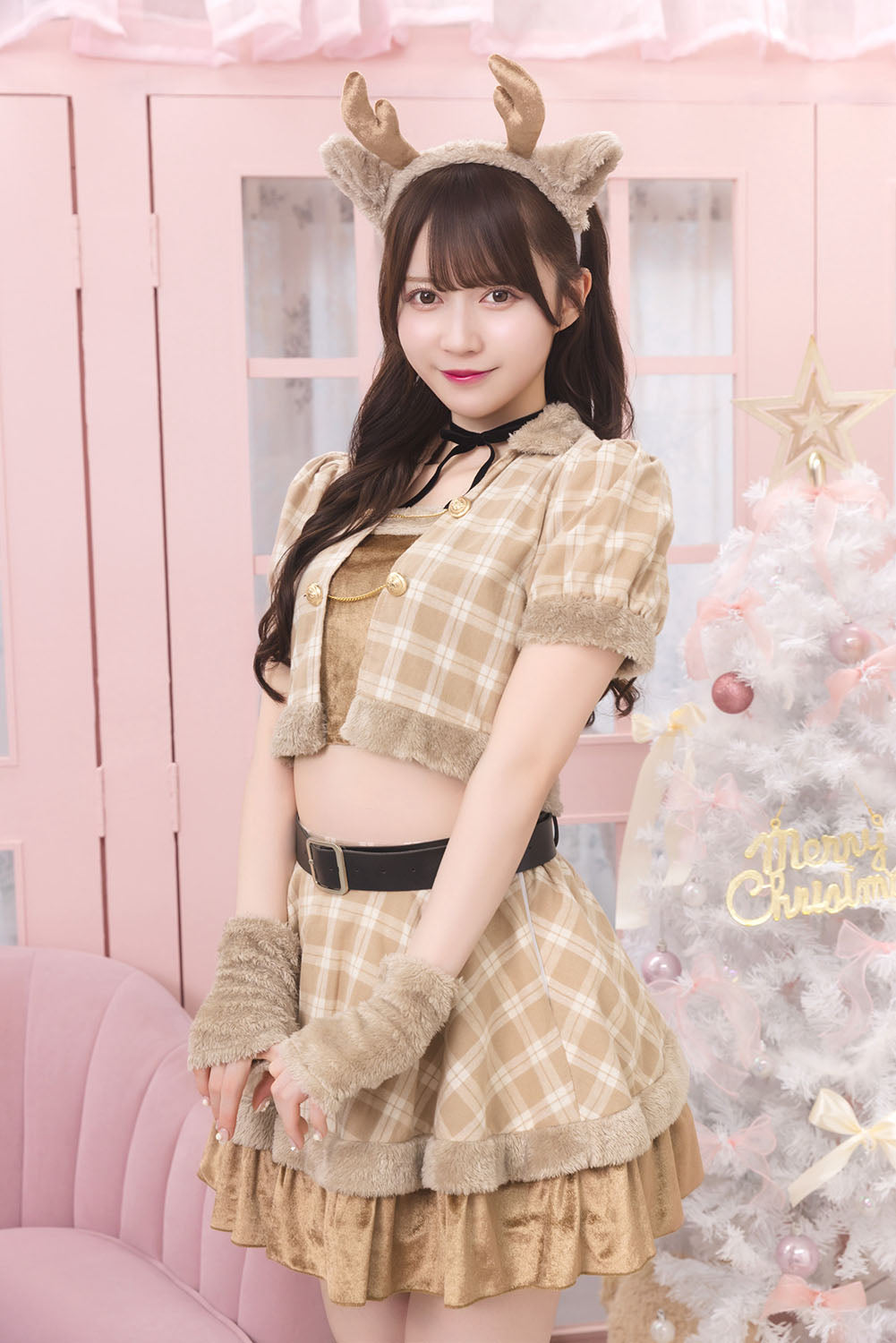 《JamsCollection着用》 コスプレ トナカイ クリスマス リリパレ キャラメルトナカイ レディース フリーサイズ ブラウン 【クリアストーン】♡
