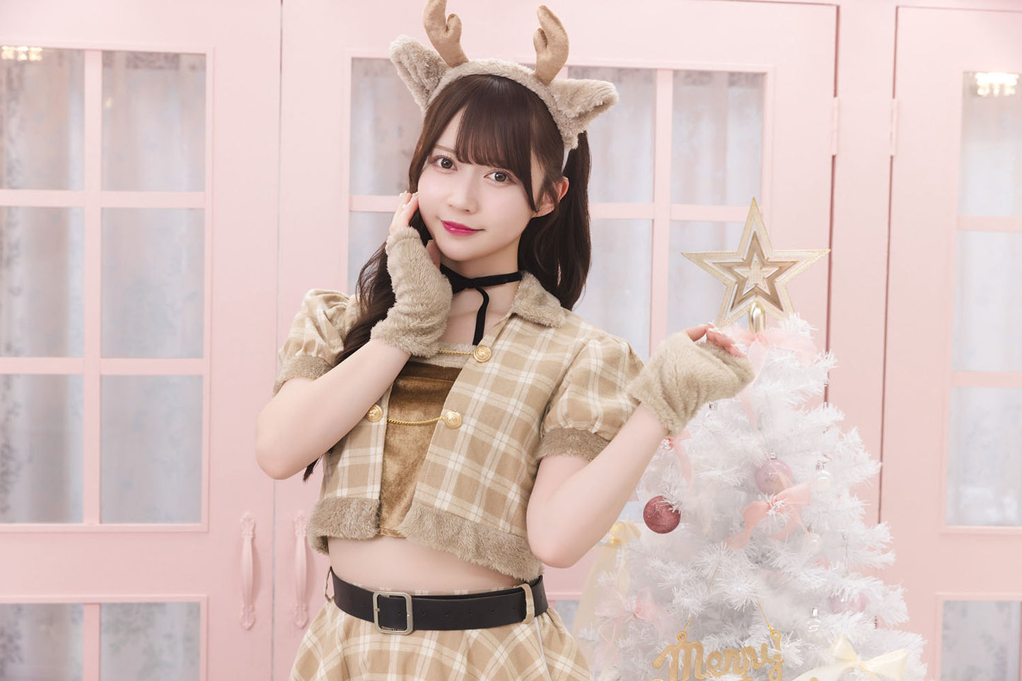《JamsCollection着用》 コスプレ トナカイ クリスマス リリパレ キャラメルトナカイ レディース フリーサイズ ブラウン 【クリアストーン】♡