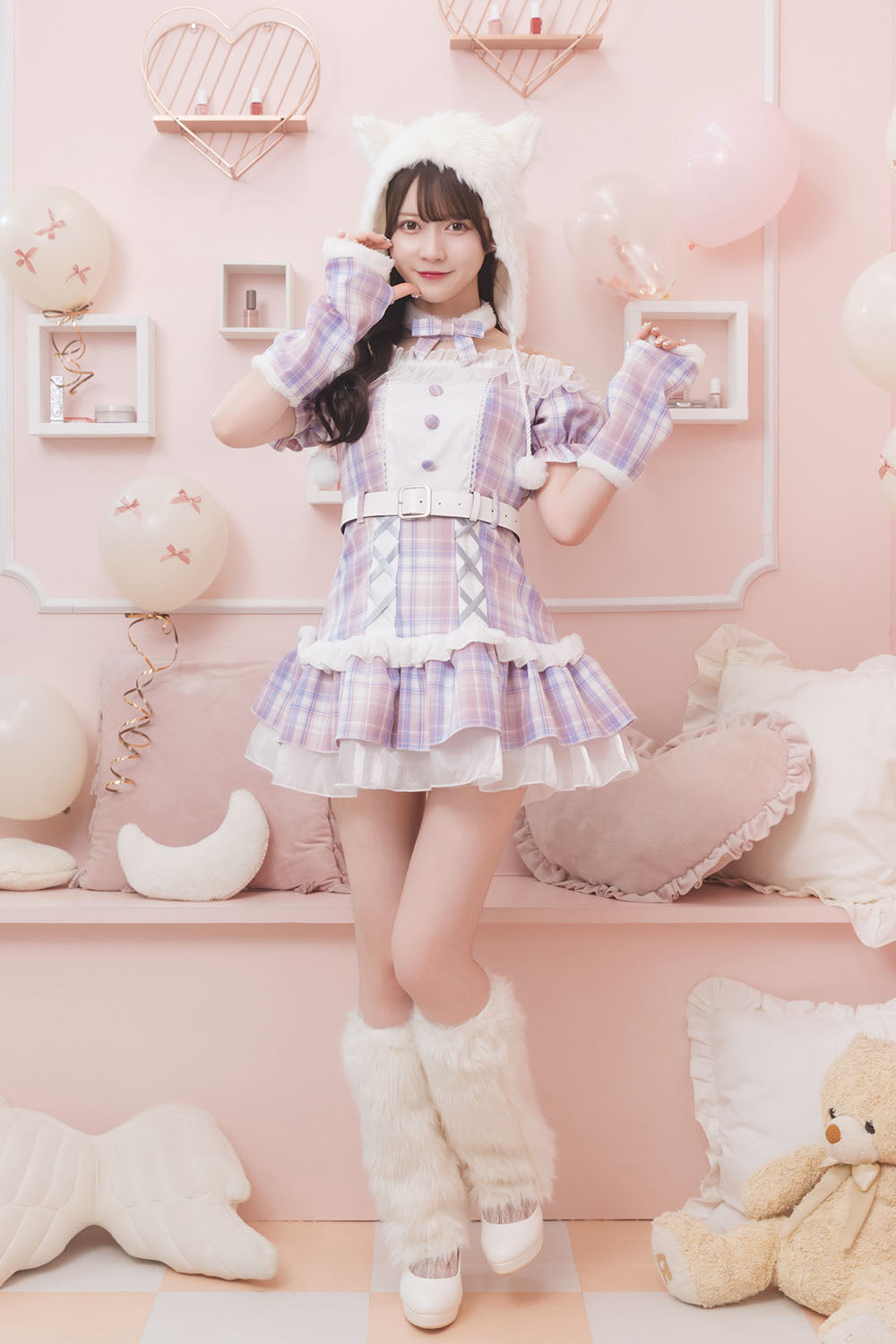 [NEW]《JamsCollection着用》 コスプレ ねこ リリパレ ペリュシュキャット レディース フリーサイズ ピンク 【クリアストーン】♡