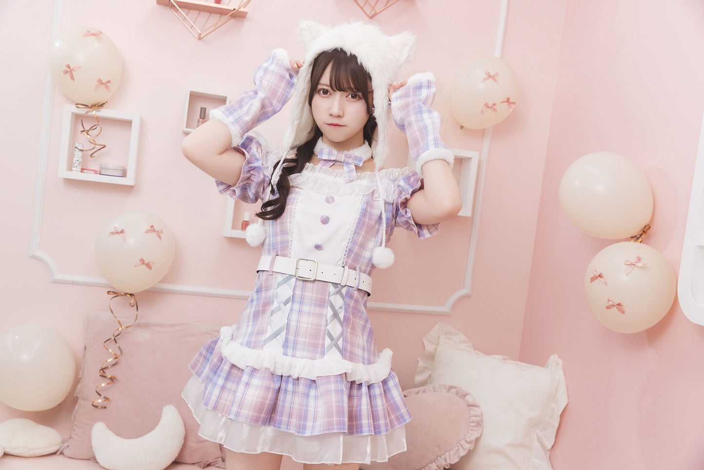 [NEW]《JamsCollection着用》 コスプレ ねこ リリパレ ペリュシュキャット レディース フリーサイズ ピンク 【クリアストーン】♡