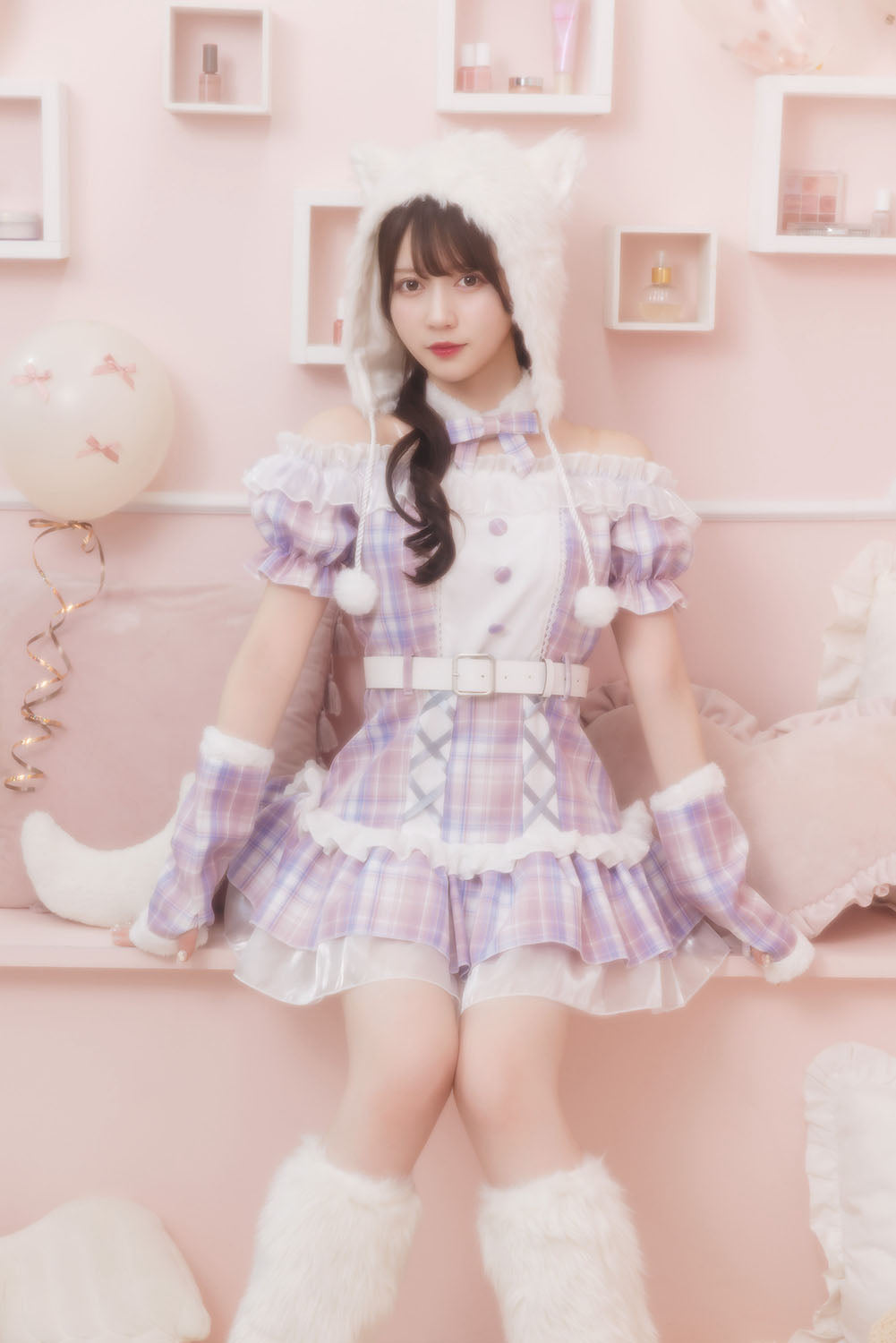 [NEW]《JamsCollection着用》 コスプレ ねこ リリパレ ペリュシュキャット レディース フリーサイズ ピンク 【クリアストーン】♡