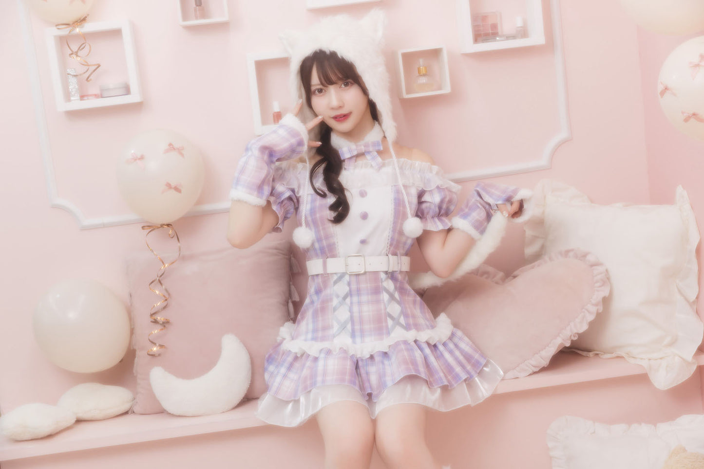 [NEW]《JamsCollection着用》 コスプレ ねこ リリパレ ペリュシュキャット レディース フリーサイズ ピンク 【クリアストーン】♡