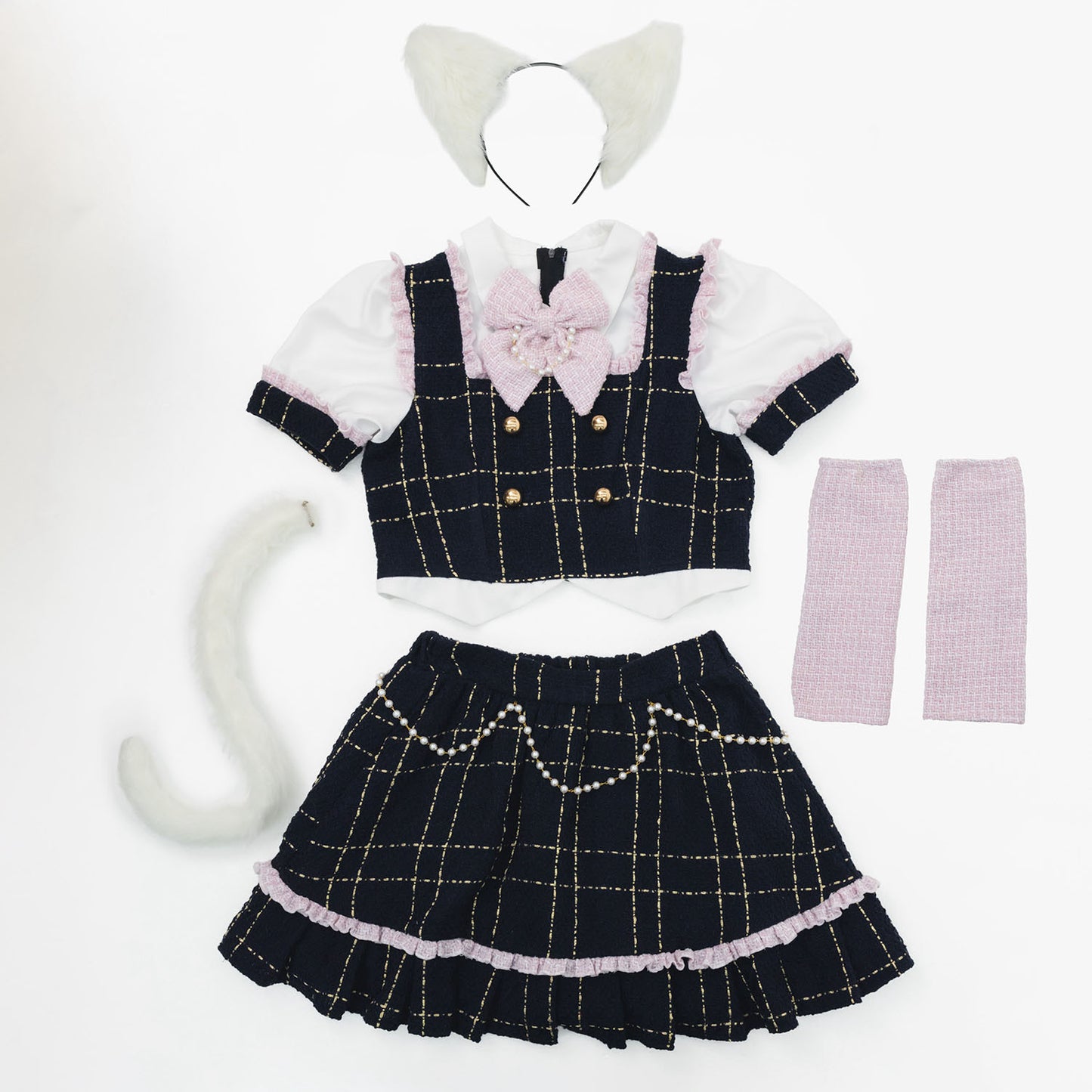 [NEW]《JamsCollection着用》 コスプレ ねこ リリパレ エコリエールキャット レディース フリーサイズ ピンク/ブルー 【クリアストーン】♡