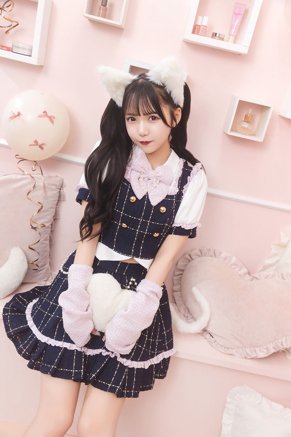 [NEW]《JamsCollection着用》 コスプレ ねこ リリパレ エコリエールキャット レディース フリーサイズ ピンク/ブルー 【クリアストーン】♡