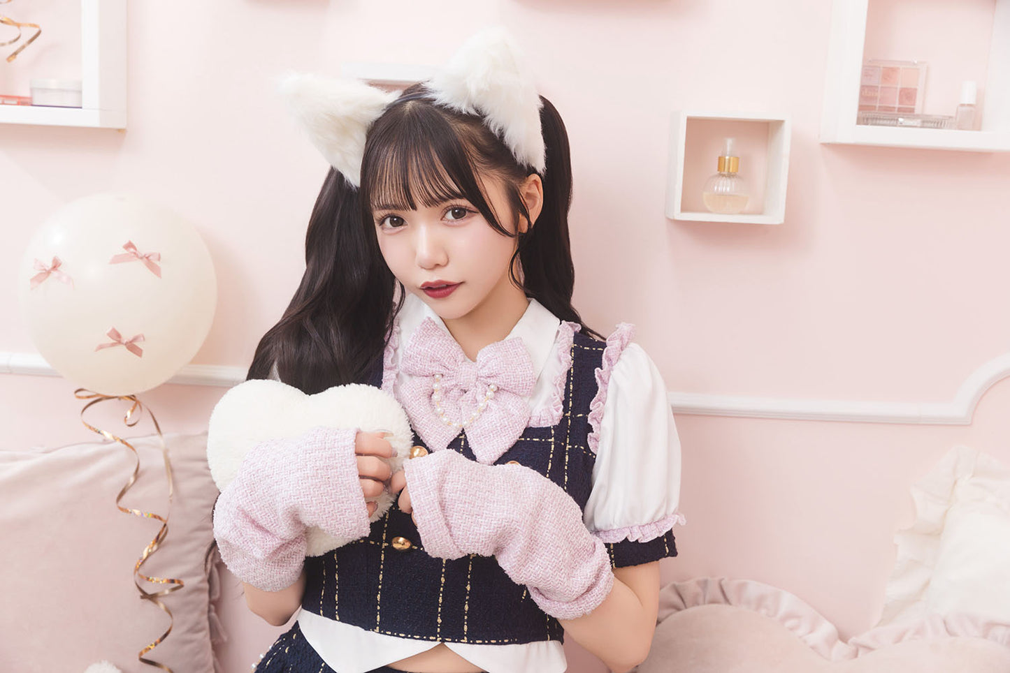 [NEW]《JamsCollection着用》 コスプレ ねこ リリパレ エコリエールキャット レディース フリーサイズ ピンク/ブルー 【クリアストーン】♡