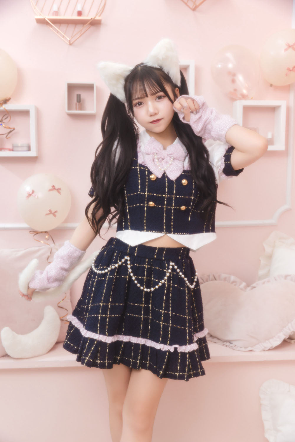 [NEW]《JamsCollection着用》 コスプレ ねこ リリパレ エコリエールキャット レディース フリーサイズ ピンク/ブルー 【クリアストーン】♡