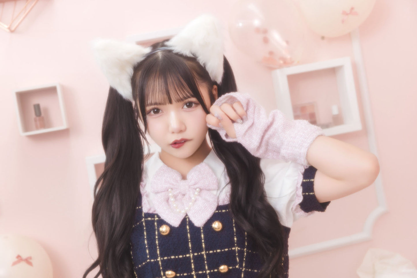 [NEW]《JamsCollection着用》 コスプレ ねこ リリパレ エコリエールキャット レディース フリーサイズ ピンク/ブルー 【クリアストーン】♡