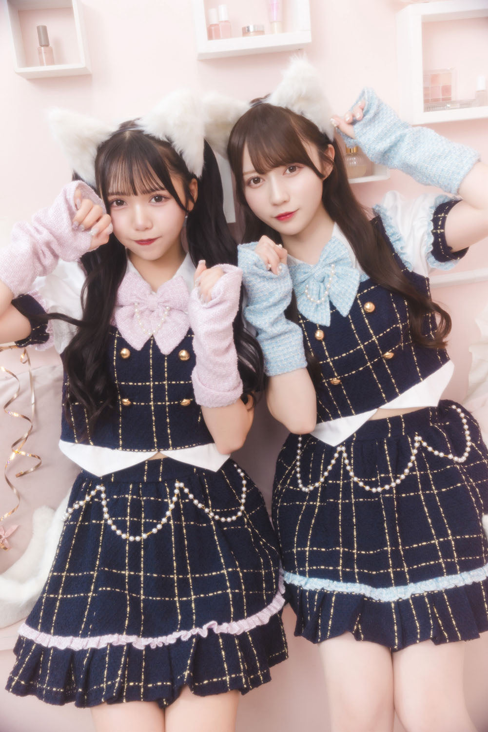 [NEW]《JamsCollection着用》 コスプレ ねこ リリパレ エコリエールキャット レディース フリーサイズ ピンク/ブルー 【クリアストーン】♡