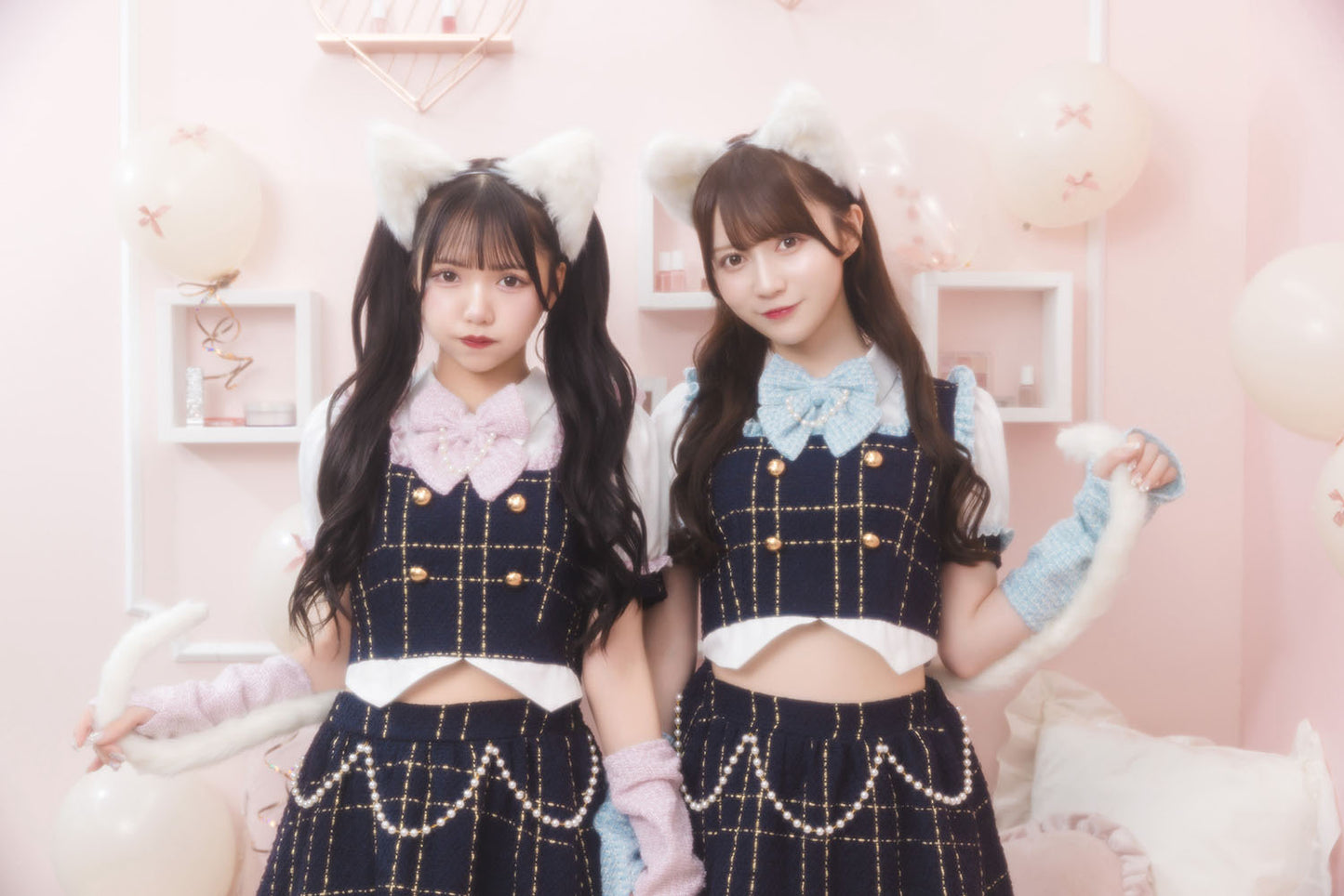 [NEW]《JamsCollection着用》 コスプレ ねこ リリパレ エコリエールキャット レディース フリーサイズ ピンク/ブルー 【クリアストーン】♡