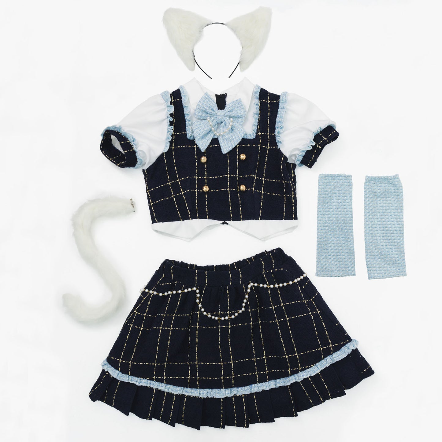 [NEW]《JamsCollection着用》 コスプレ ねこ リリパレ エコリエールキャット レディース フリーサイズ ピンク/ブルー 【クリアストーン】♡