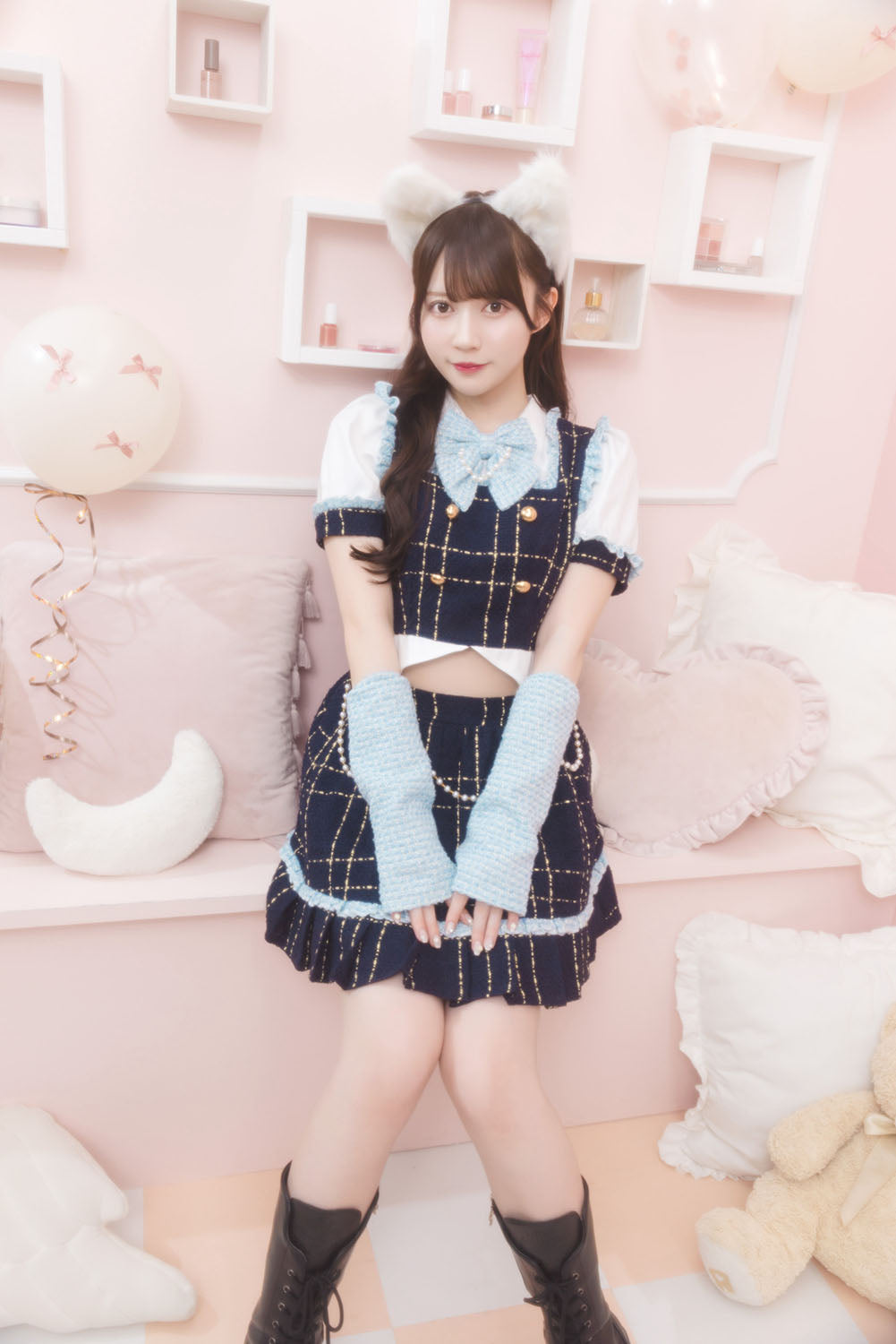 [NEW]《JamsCollection着用》 コスプレ ねこ リリパレ エコリエールキャット レディース フリーサイズ ピンク/ブルー 【クリアストーン】♡