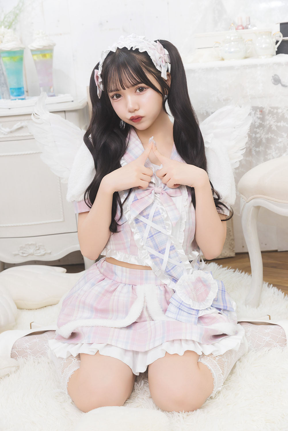 [NEW]《JamsCollection着用》 コスプレ 天使 リリパレ キューピッドセーラー レディース フリーサイズ ピンク/ブルー 【クリアストーン】♡