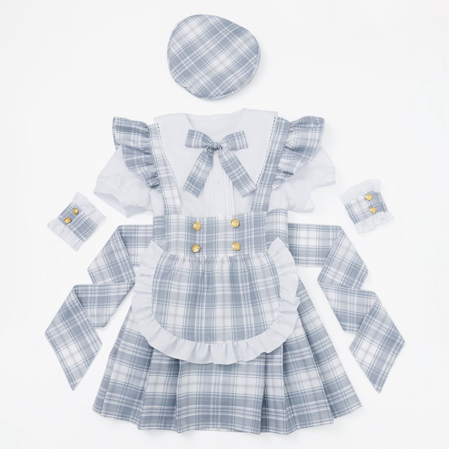 [NEW]《JamsCollection着用》コスプレ リリパレ アイドルチェックメイド レディース フリーサイズ ホワイト 【クリアストーン】♡