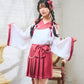 [NEW] コスプレ 和風 巫女 制服巫女 レディース フリーサイズ レッド【クリアストーン】♡