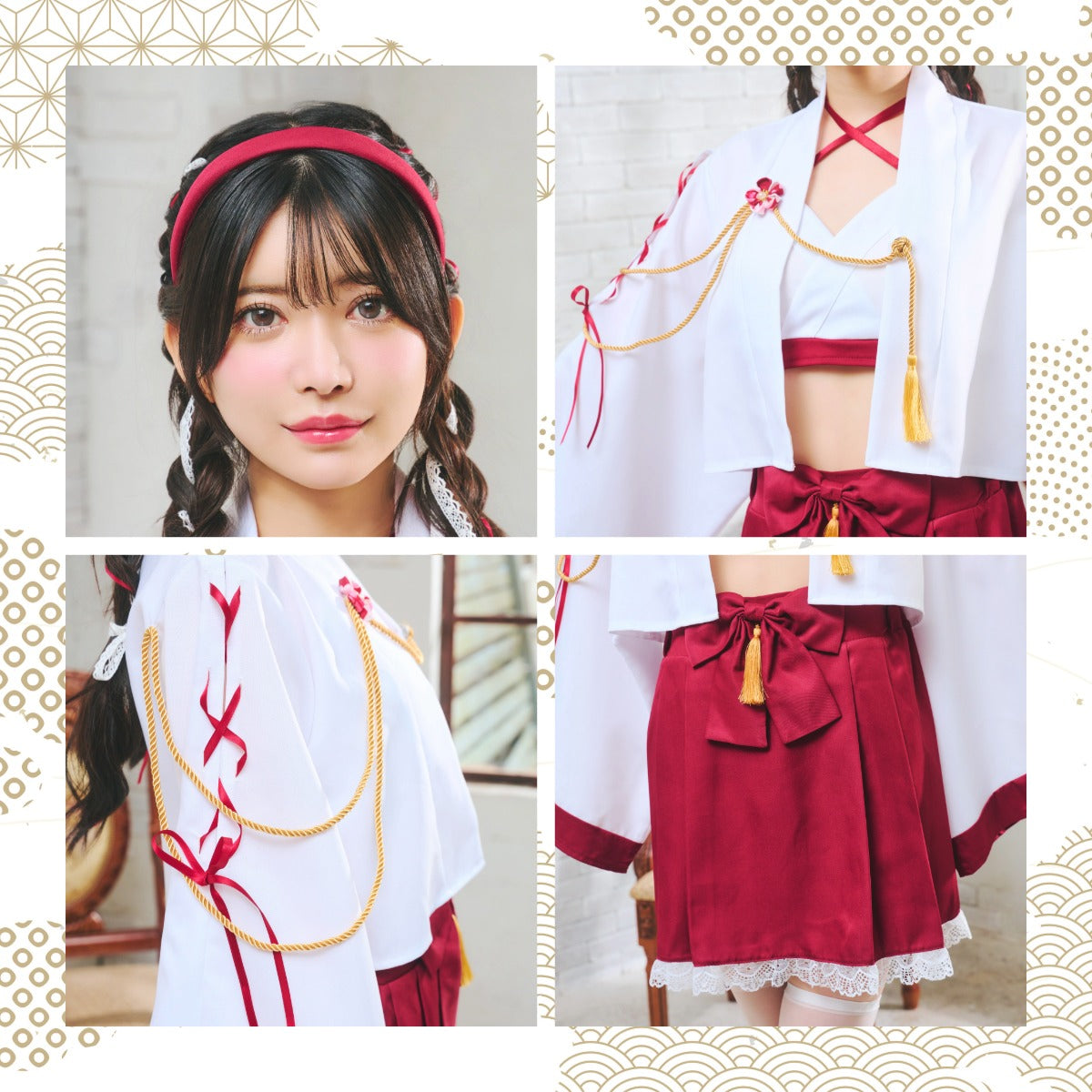 NEW] コスプレ 和風 巫女 羽織巫女 レディース フリーサイズ レッド