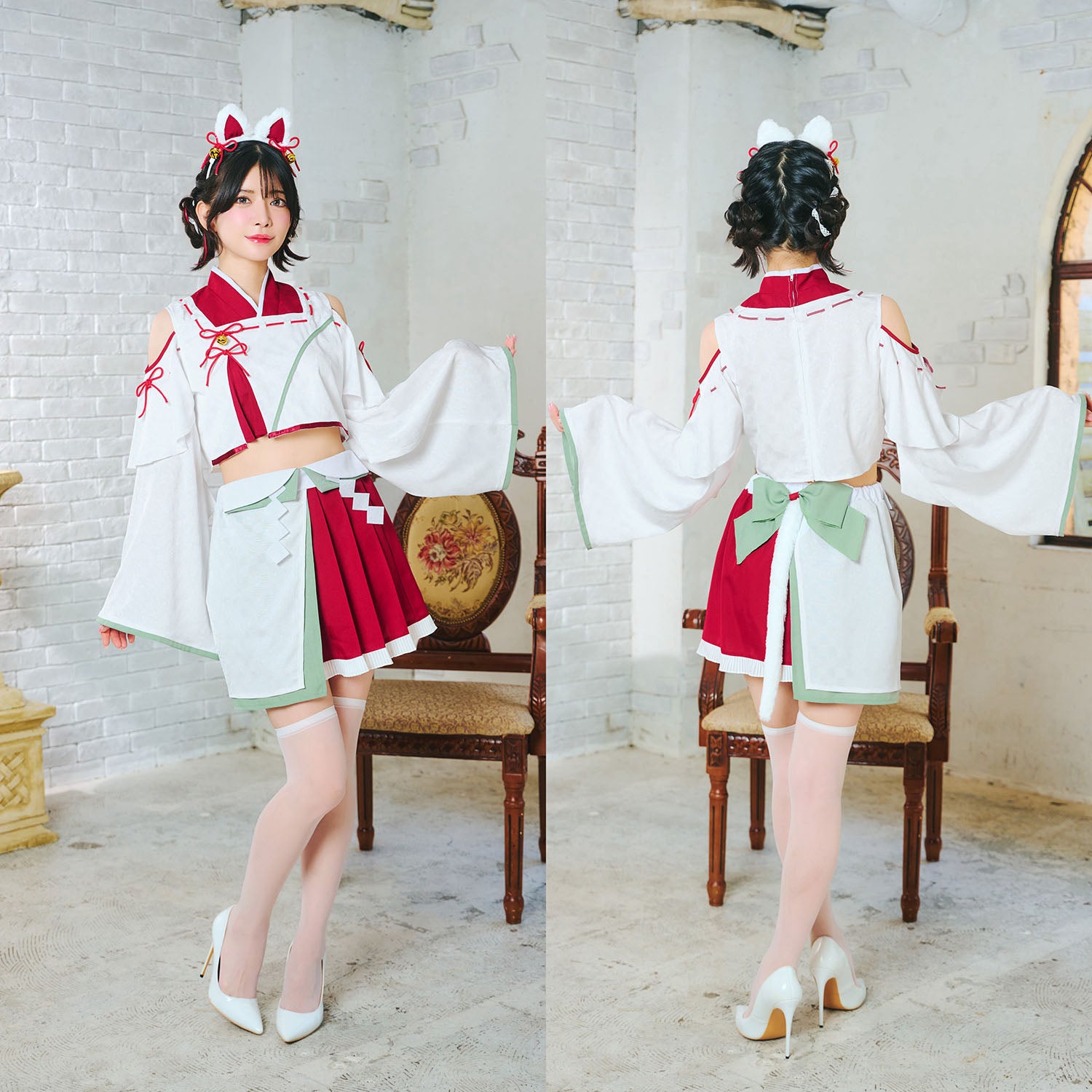 NEW] コスプレ ねこ 和風 巫女 招猫巫女 レディース フリーサイズ