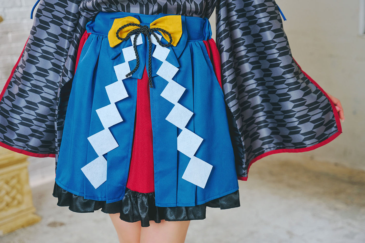 [NEW] コスプレ いぬ 和風 巫女 犬張子巫女 レディース フリーサイズ ブルー【クリアストーン】♡