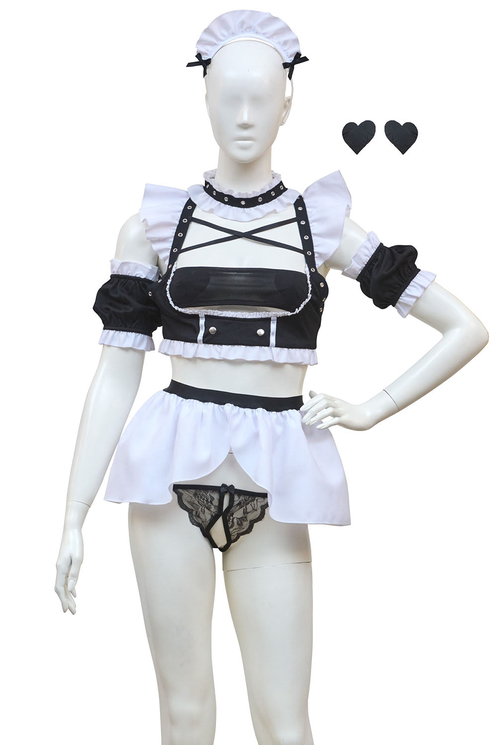 [New] コスプレ メイド ロイヤルヌーディー プレミアムメイド レディース フリーサイズ ブラック【クリアストーン】♡