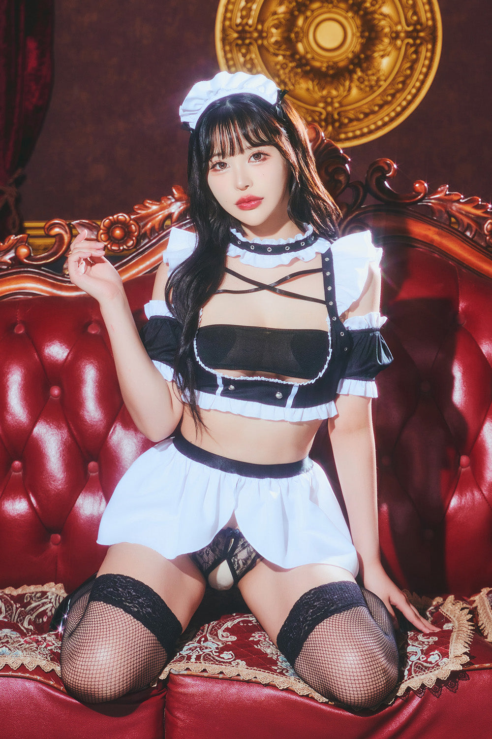 [New] コスプレ メイド ロイヤルヌーディー プレミアムメイド レディース フリーサイズ ブラック【クリアストーン】♡