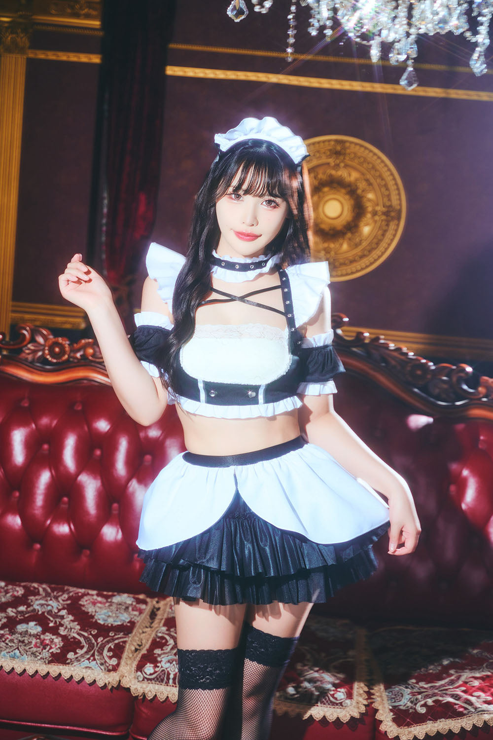 [New] コスプレ メイド ロイヤルヌーディー プレミアムメイド レディース フリーサイズ ブラック【クリアストーン】♡