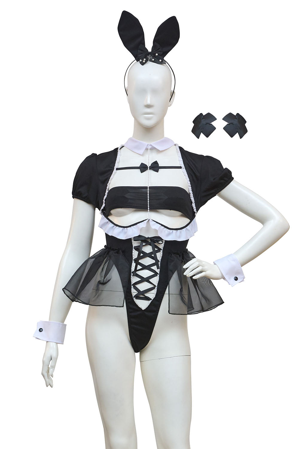 [New] コスプレ うさぎ ロイヤルヌーディー プレミアムバニー レディース フリーサイズ ブラック【クリアストーン】♡