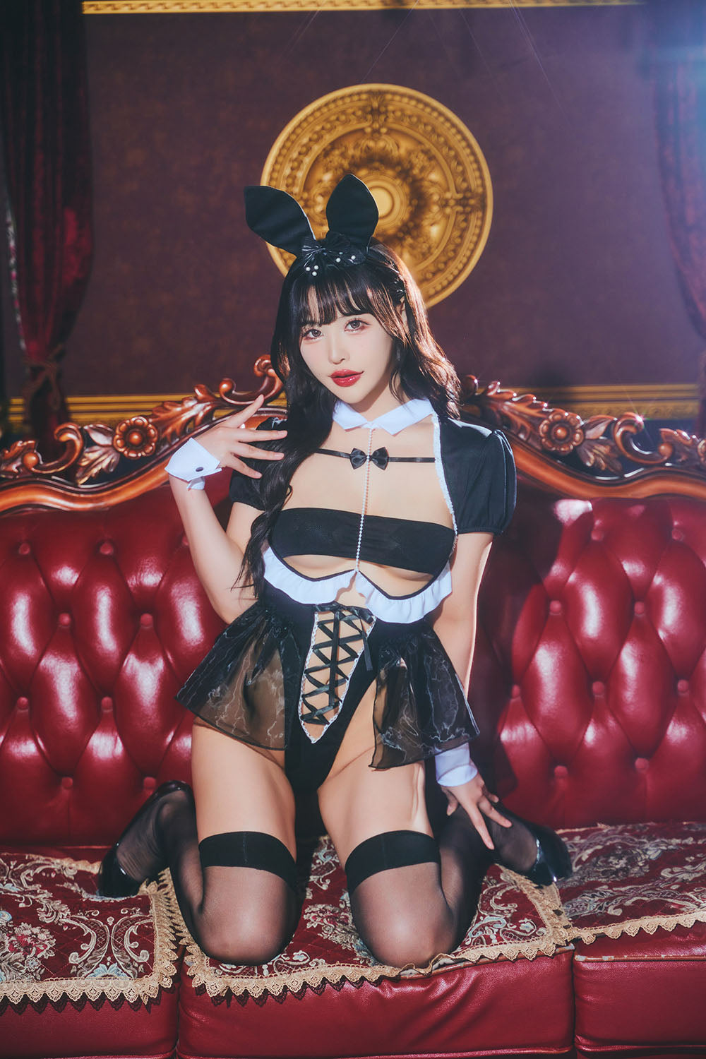 [New] コスプレ うさぎ ロイヤルヌーディー プレミアムバニー レディース フリーサイズ ブラック【クリアストーン】♡