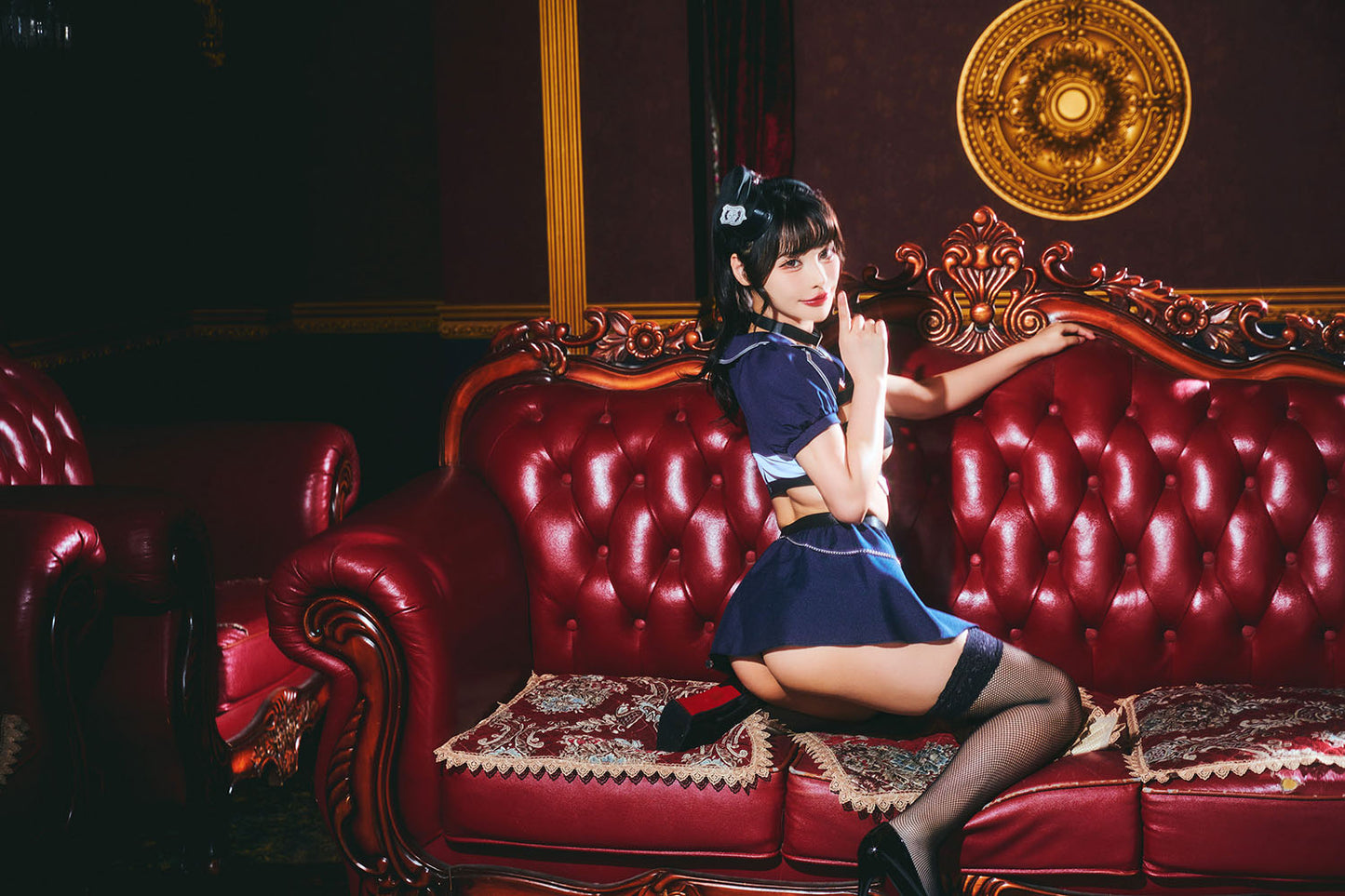 [New] コスプレ 警官 ロイヤルヌーディー プレミアムポリス レディース フリーサイズ ネイビー【クリアストーン】♡