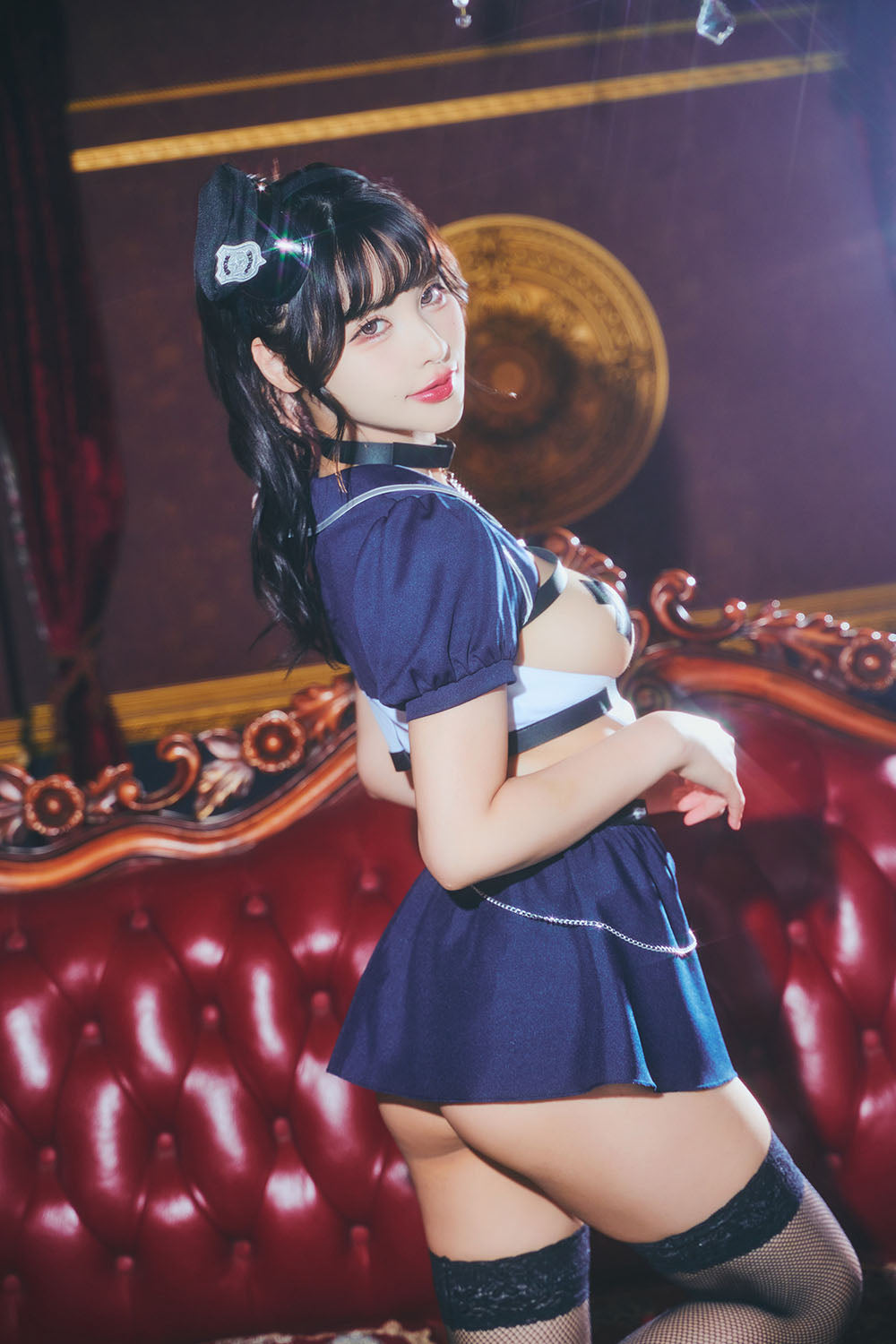 [New] コスプレ 警官 ロイヤルヌーディー プレミアムポリス レディース フリーサイズ ネイビー【クリアストーン】♡