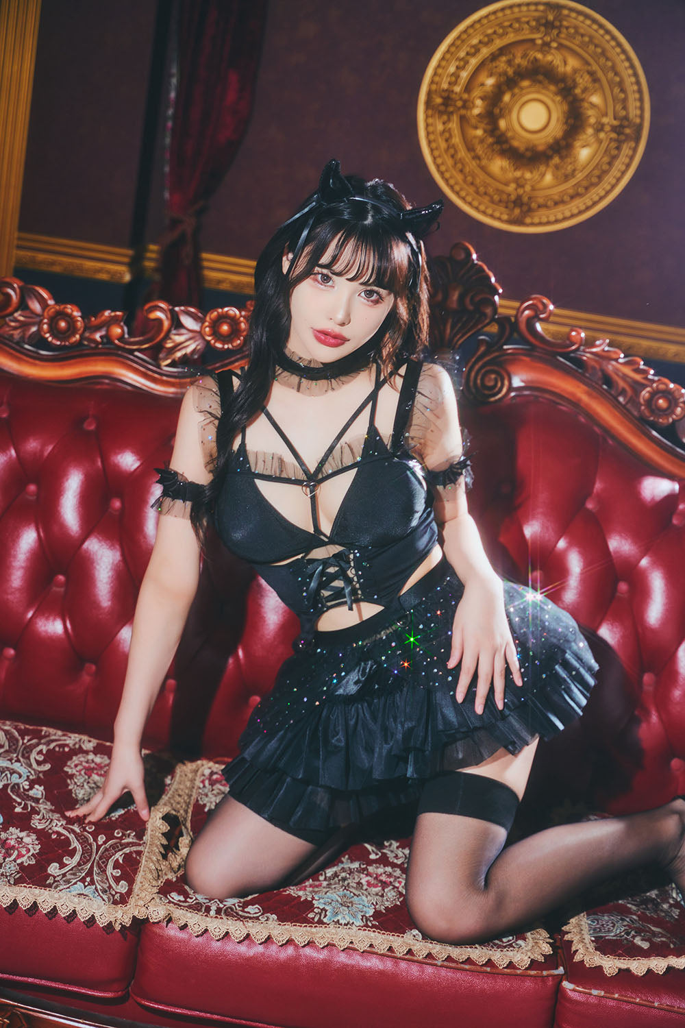 [New] コスプレ 悪魔 ロイヤルヌーディー プレミアムサキュバス レディース フリーサイズ ブラック【クリアストーン】♡