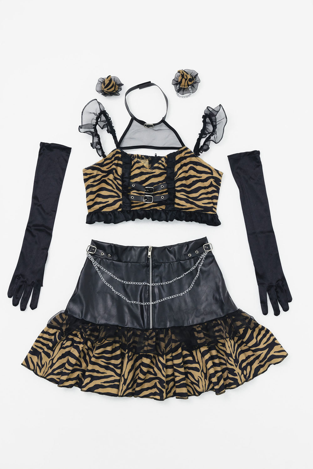 [New] コスプレ 節分 INAZUMA鬼girl フリルチェーン レディース フリーサイズ イエロー【クリアストーン】