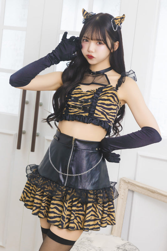 [New] コスプレ 節分 INAZUMA鬼girl フリルチェーン レディース フリーサイズ イエロー【クリアストーン】