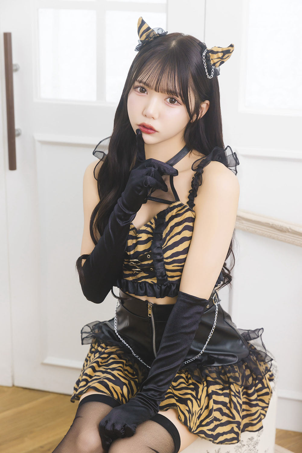 [New] コスプレ 節分 INAZUMA鬼girl フリルチェーン レディース フリーサイズ イエロー【クリアストーン】