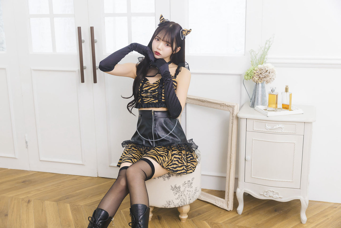 [New] コスプレ 節分 INAZUMA鬼girl フリルチェーン レディース フリーサイズ イエロー【クリアストーン】