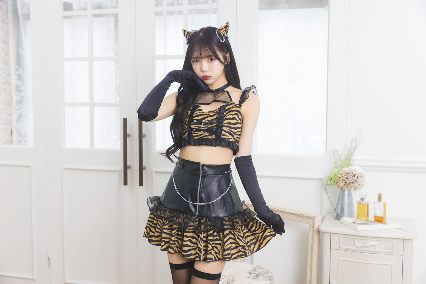 [New] コスプレ 節分 INAZUMA鬼girl フリルチェーン レディース フリーサイズ イエロー【クリアストーン】