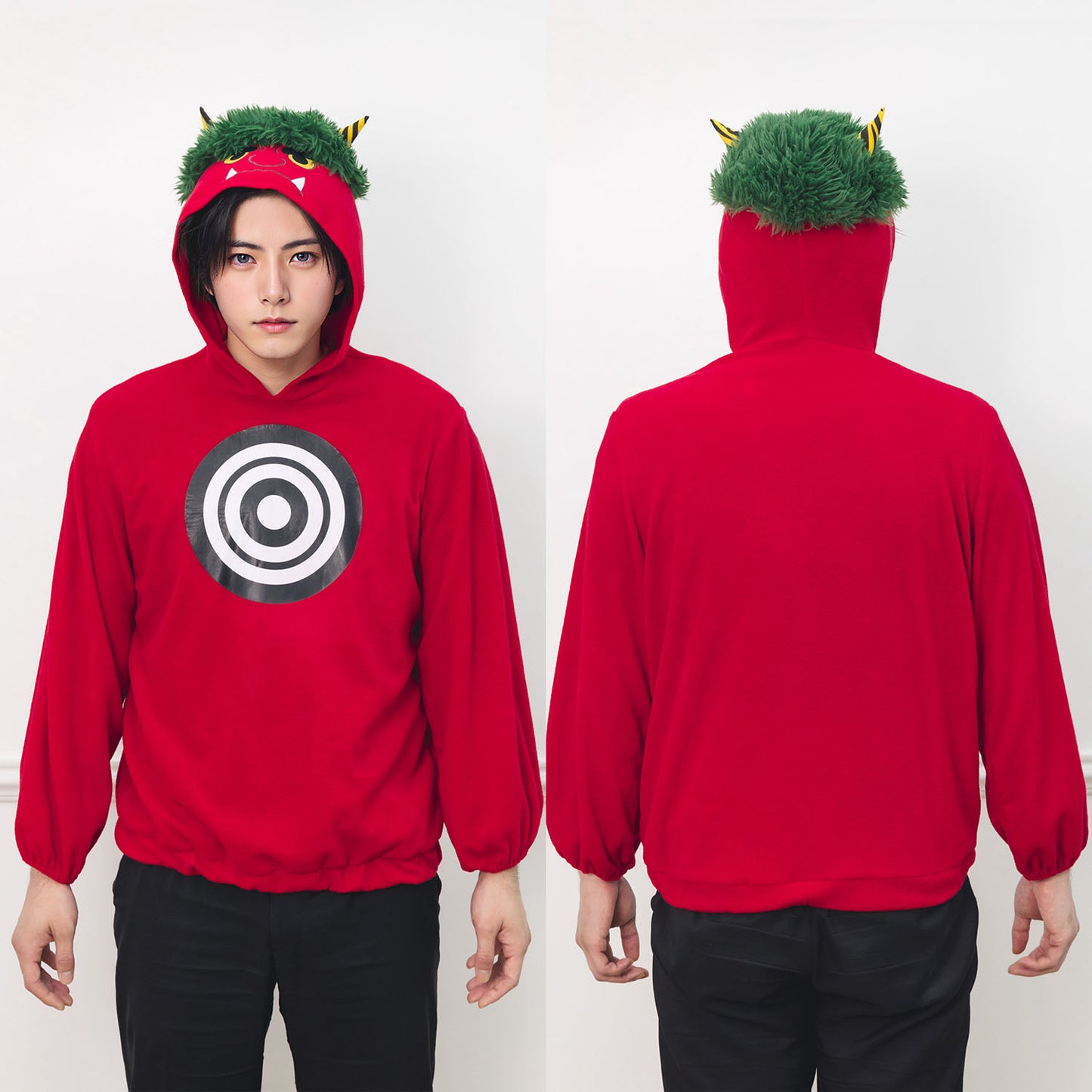[New] コスプレ小物 節分 的当て鬼パーカー ユニセックス フリーサイズ レッド【クリアストーン】