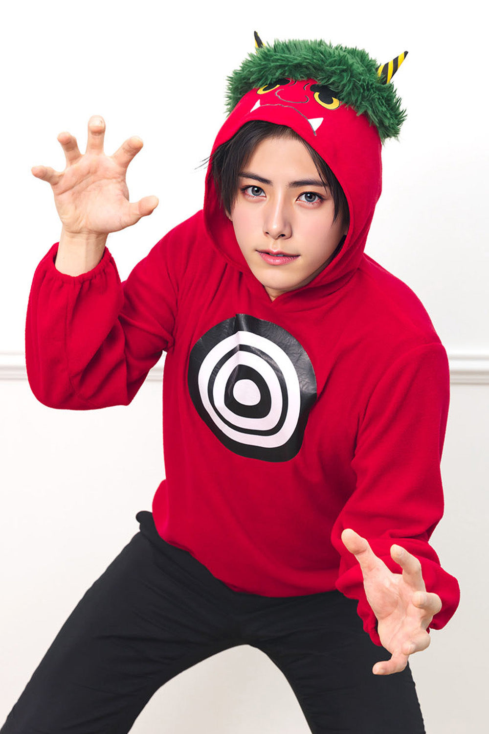 [New] コスプレ小物 節分 的当て鬼パーカー ユニセックス フリーサイズ レッド【クリアストーン】